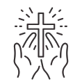 Red heart symbol floating against pure white background, representing divine love and compassion. Simple, clean design conveying spiritual warmth