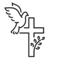 Red heart symbol floating against pure white background, representing divine love and compassion. Simple, clean design conveying spiritual warmth